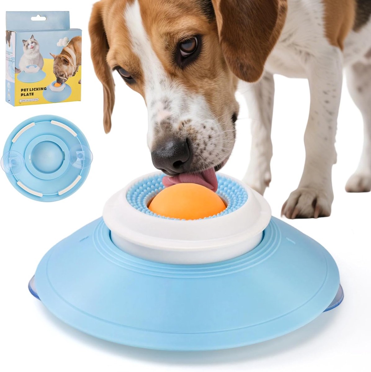 Dog Toy Lick Bowl for Dogs with Suction Cup 14.5 x 5.5 cm, PP Non-Slip Drip Tray, Activity Toy for Slow Feeding and - ShopVlot