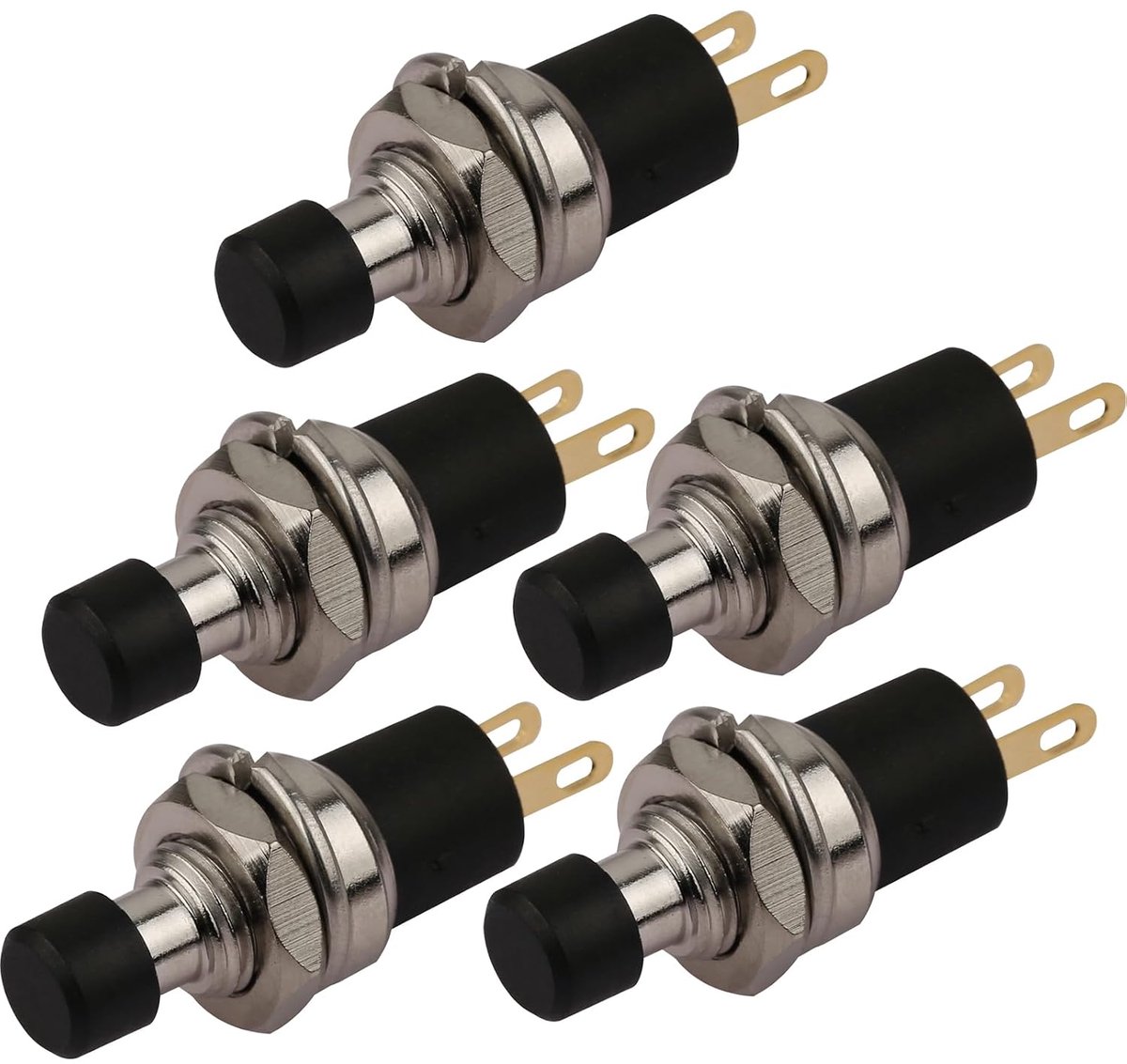 5pcs Self Lock SPST Locking Type Stripe ON/OFF Black Push Button Switch AC 250V/3A - ShopVlot