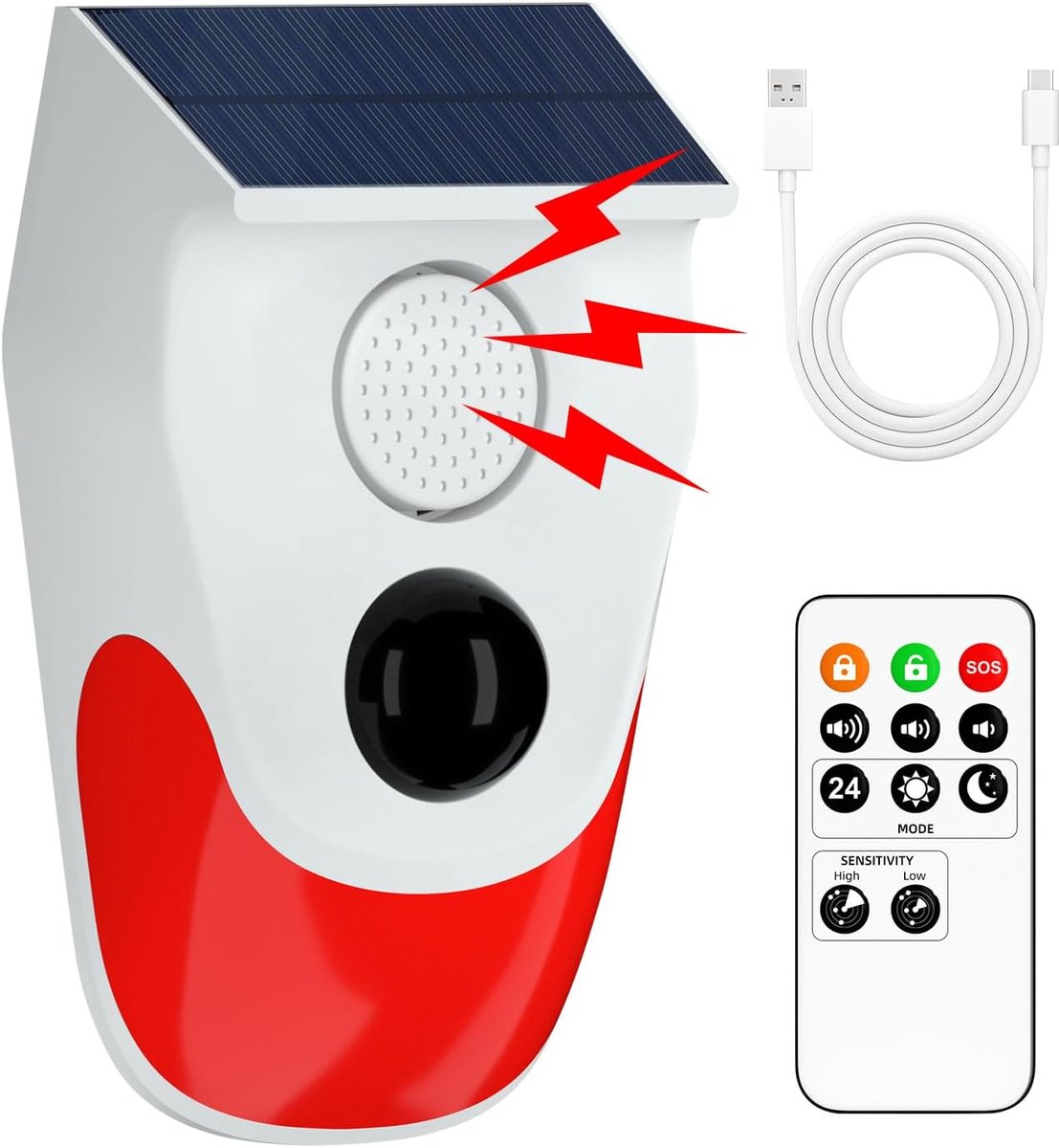 Home Security Systems, Solar Motion Sensor Alarm with Remote Monitoring, Home Alarm Outdoor Weatherproof, 120dB 24 - ShopVlot