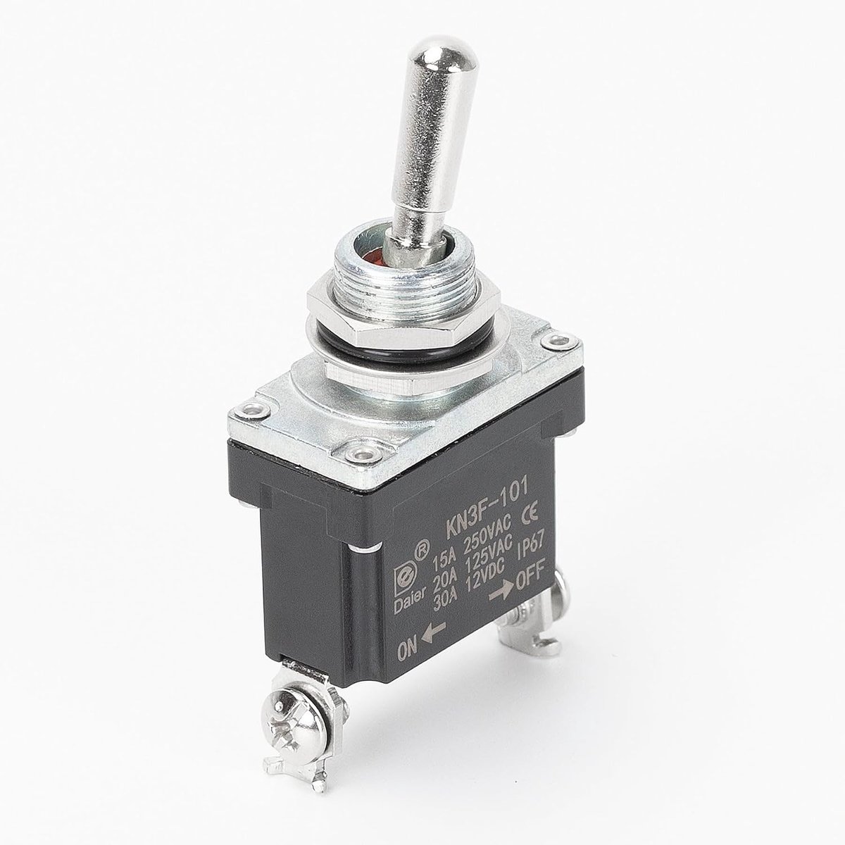 IP67 Waterproof Rocker Switch, 15A, 250VAC, 30A, 12VDC, ON-OFF, 2 Screw Clamps, AC/DC - ShopVlot