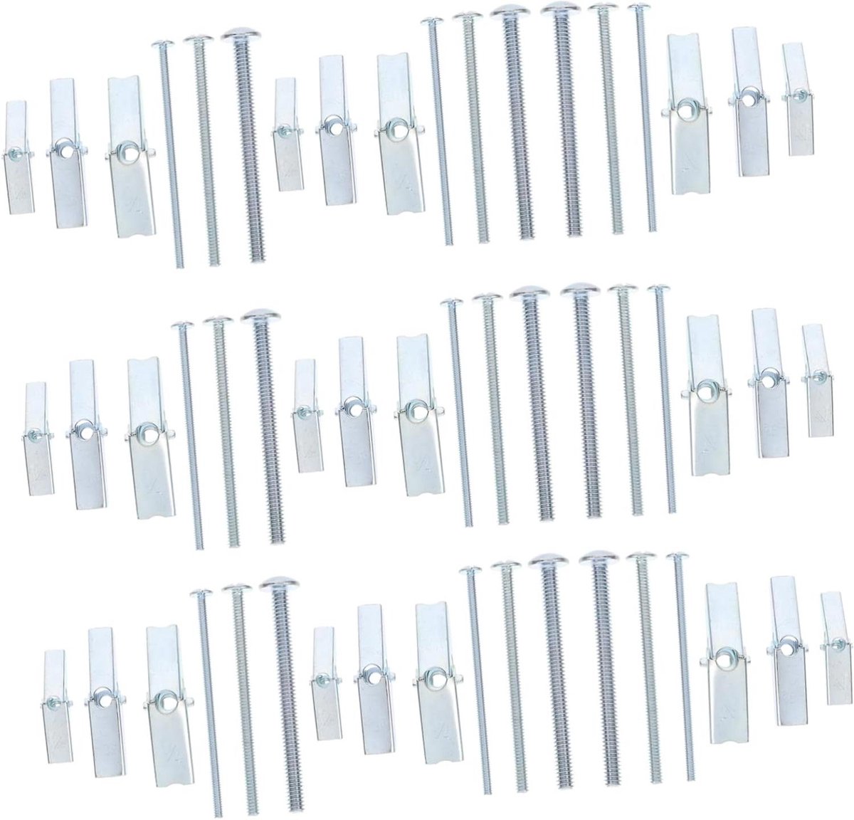 Gipsplaatankerset - Knevelbouten Ankers - Muurbevestiging - Koolstofstaal - 48 Stuks - Zilver