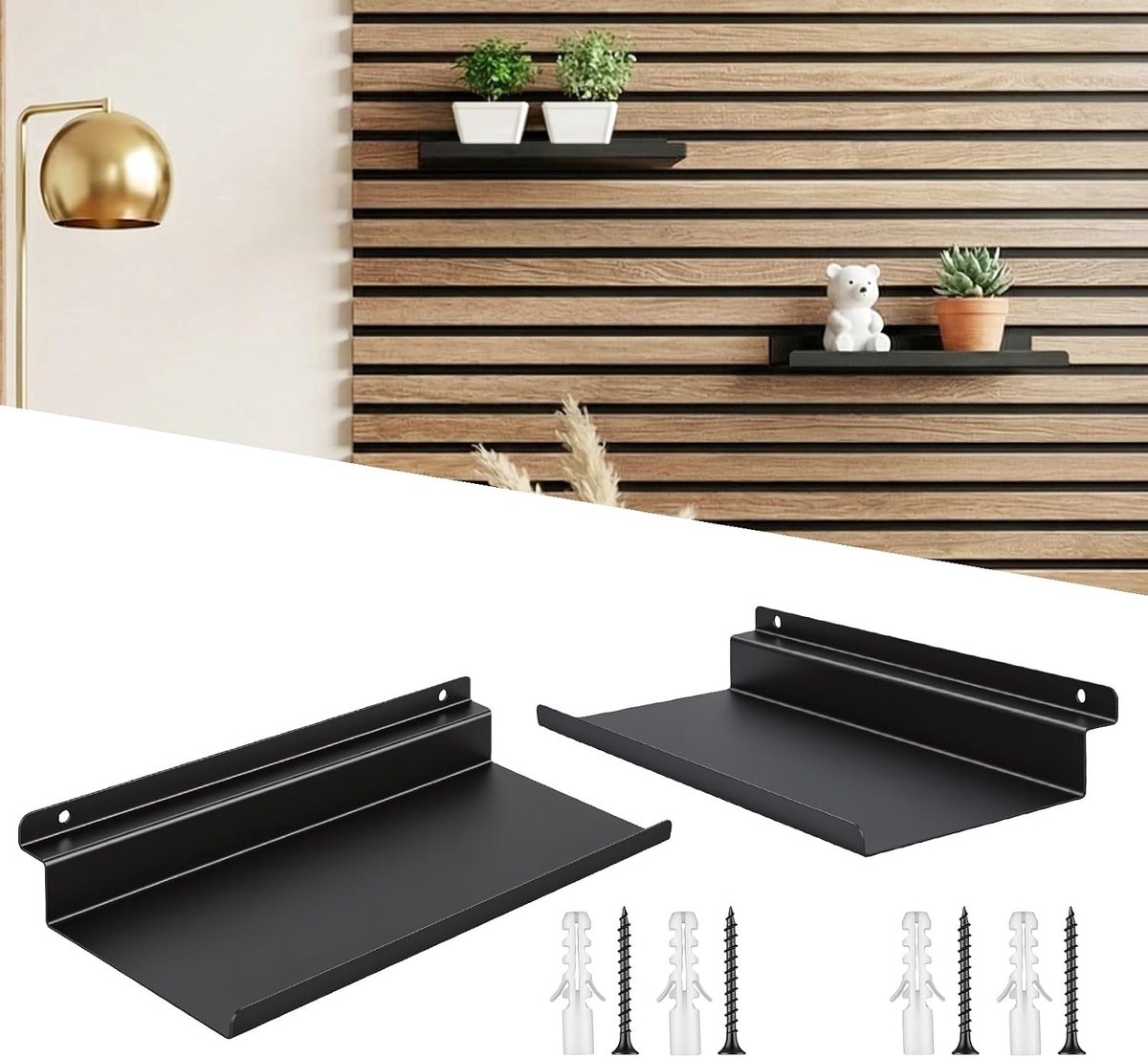 Plank voor akoestische panelen, 25 x 10 cm, metalen wandorganizer, accessoires, akoestische panelen voor horizontale - ShopVlot