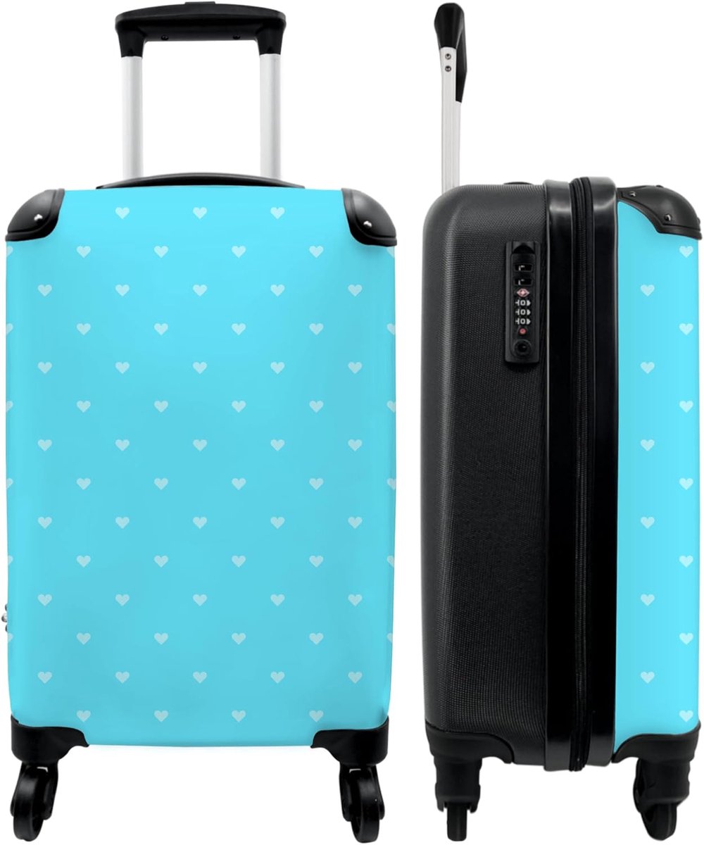 NoBoringSuitcases.com Suitcases competition, Hearts blue pattern, suitcase - ShopVlot
