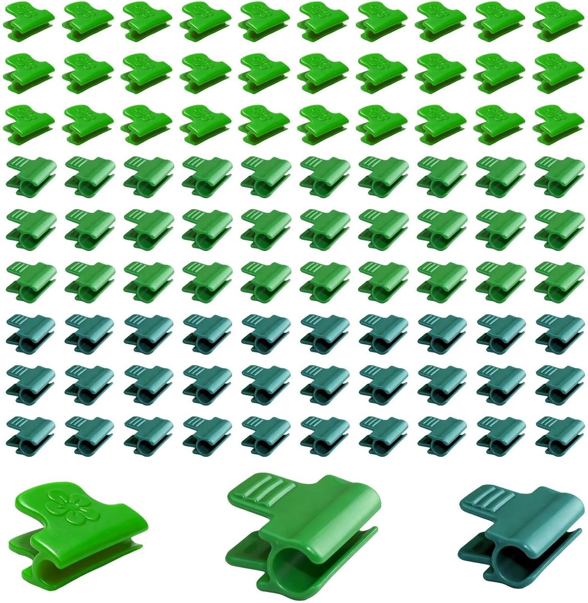 Pack of 90 Greenhouse Clips, 5/8/11 mm, PP Garden Clips, Green - ShopVlot