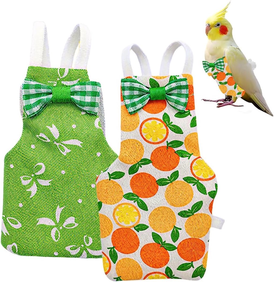 Bird Diapers, Pack of 2 Parrot Diapers with Bow Orange Reusable Washable Parakeet Mini Macaw Parakeet Canary - ShopVlot