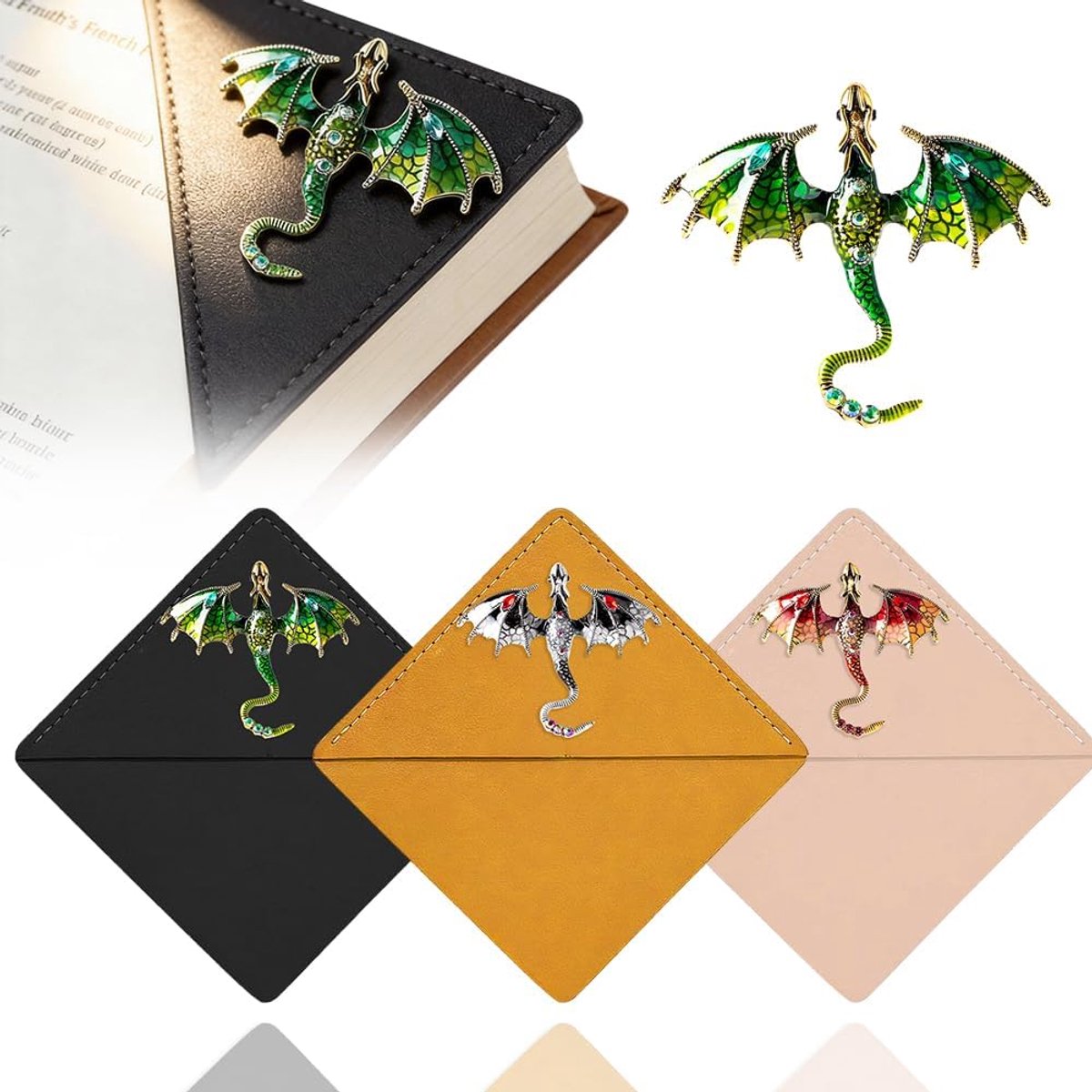 3 Fantasy Fourth Wing Leather Bookmarks, Dragon Pendants, Flying Dragon Bookmarks for Reading, Book Accessories for - ShopVlot