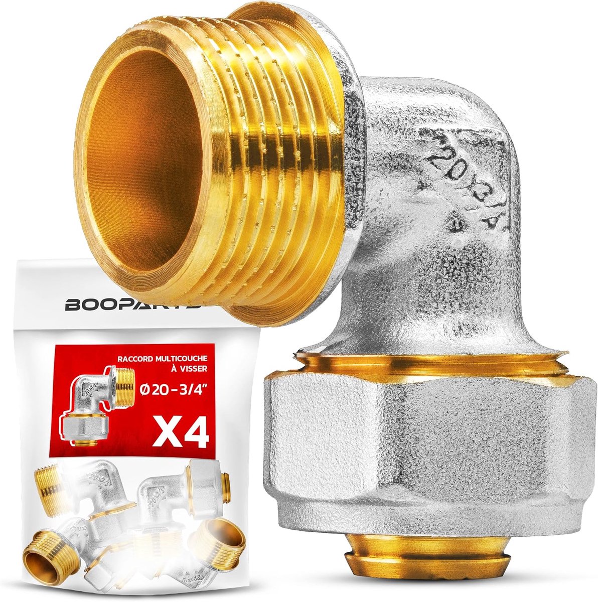 4 pieces - multilayer socket 20-3/4" (20-27) for screwing on - multilayer male elbow - ShopVlot