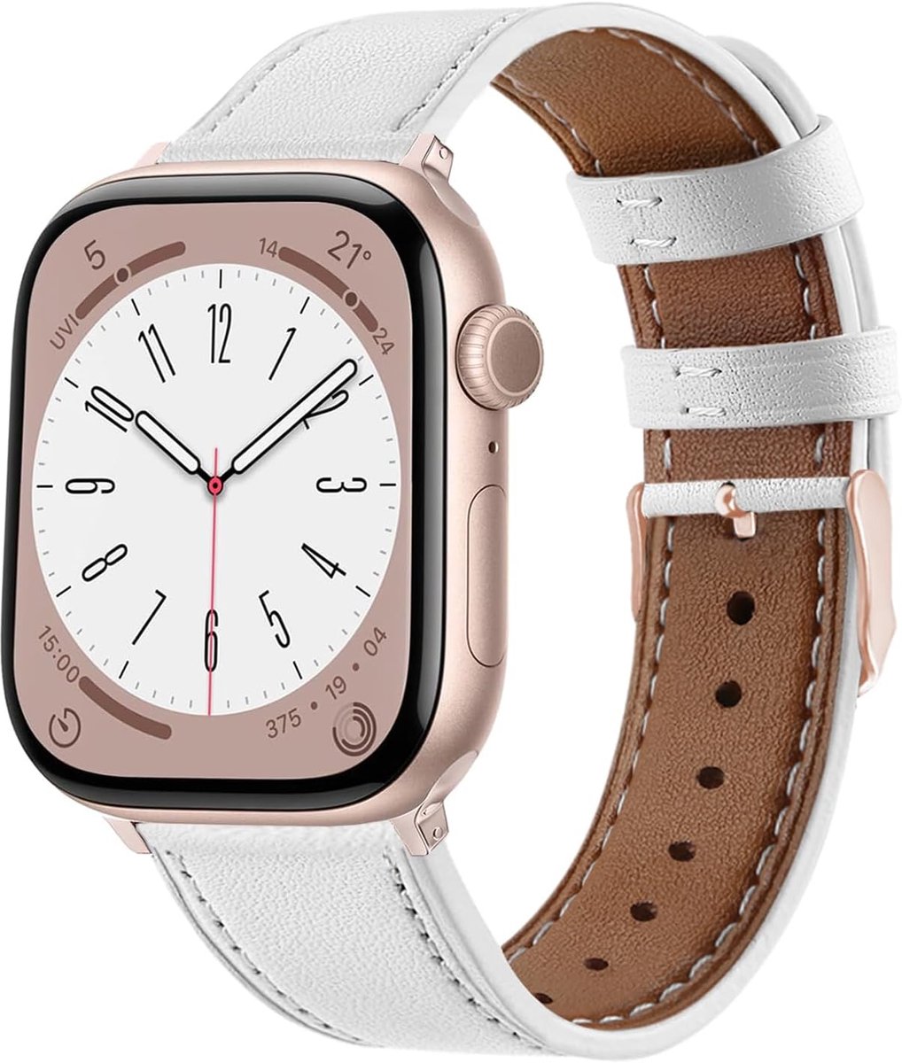 Leather Strap Compatible with Apple Watch Strap 42mm 41mm 40mm 38mm, Ladies Leather Watch Band Elegant Thin - ShopVlot