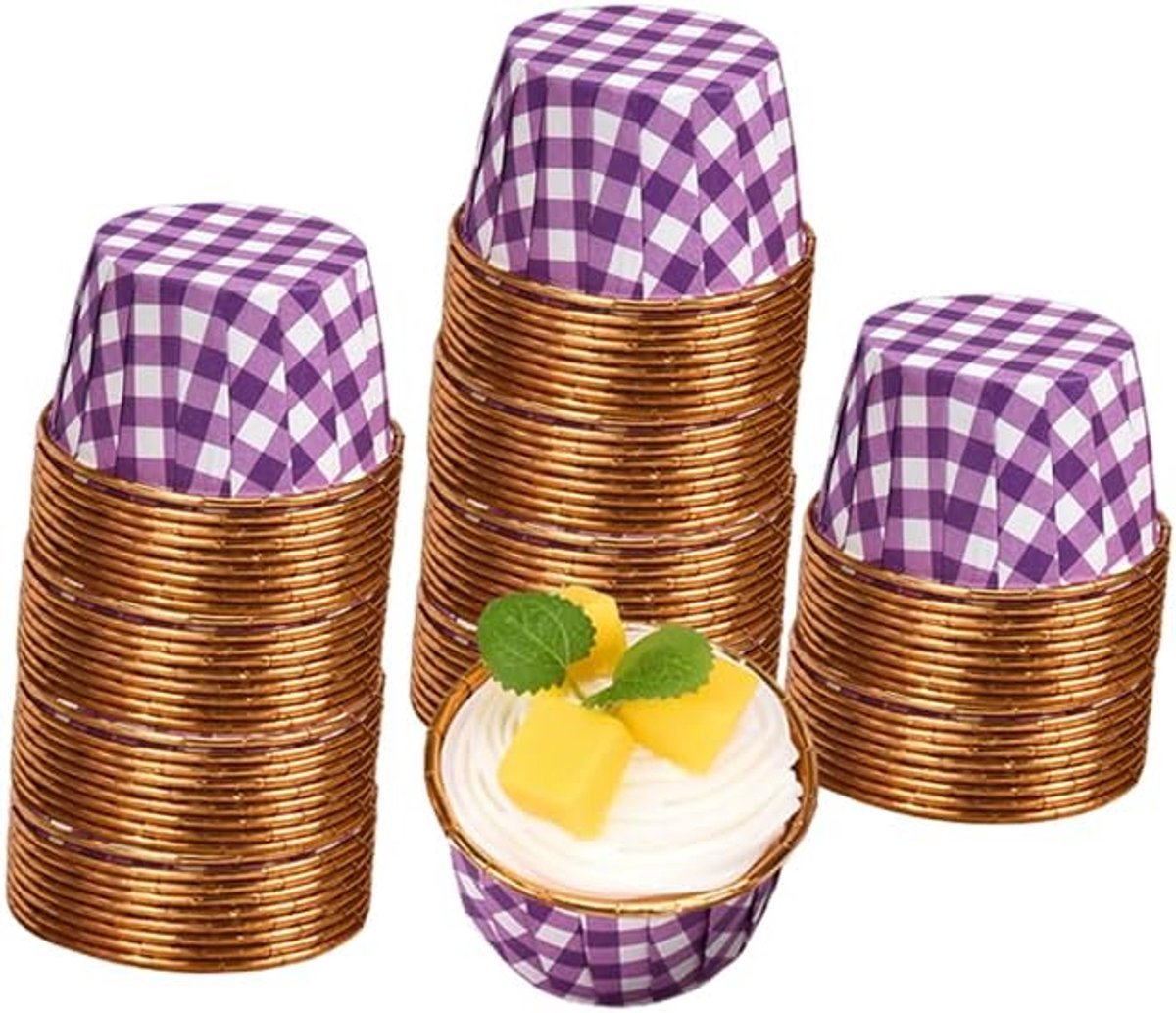 100pcs Foil Cupcake Baking Cups 3.5oz Mini Cupcake Liner Disposable Muffin Tins Liners Cupcake Wrappers for Wedding - ShopVlot