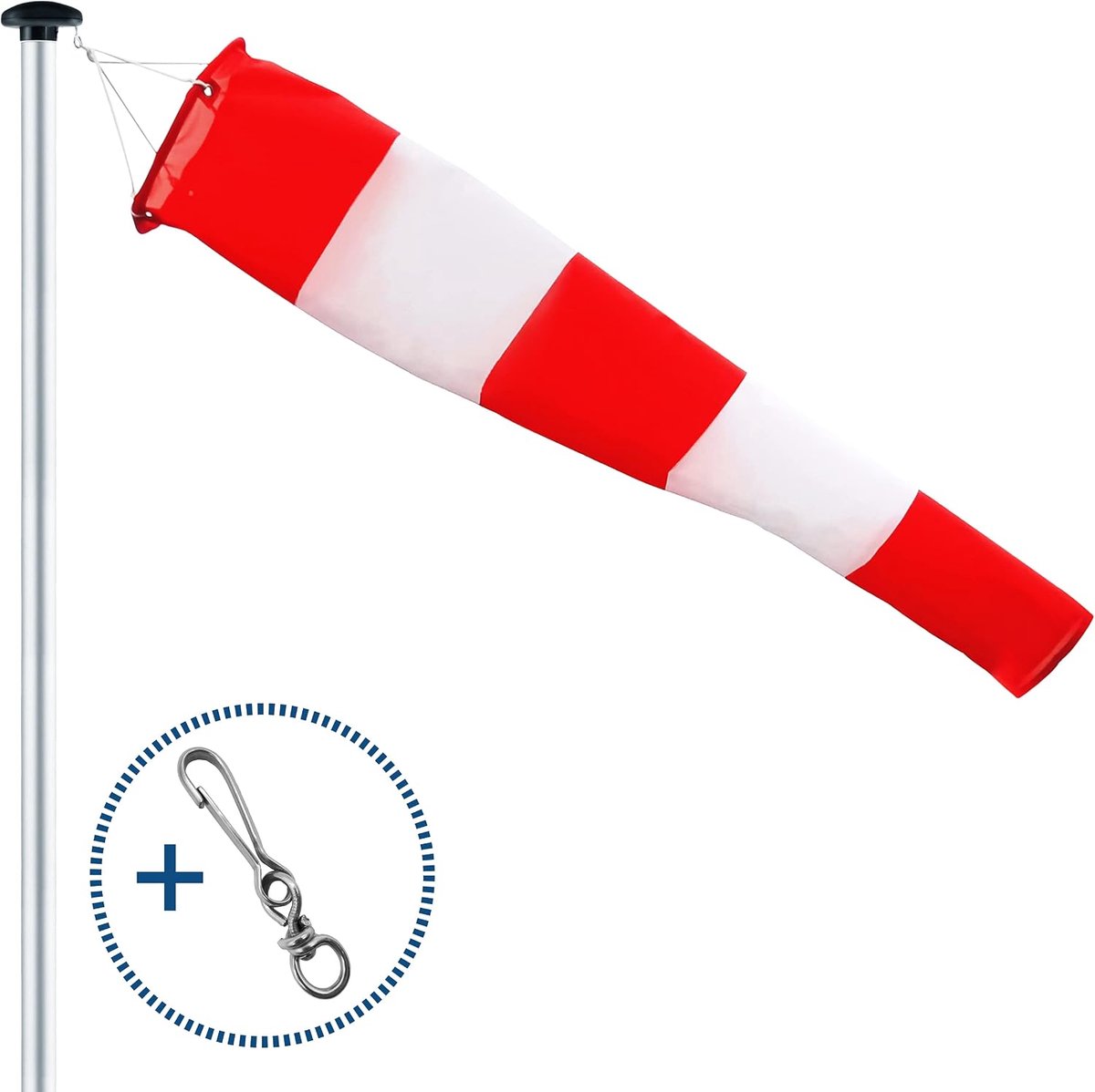 windsock for outdoor, wind indicator in red-white 150x30x15cm incl. suspension & swivel, weatherproof, weather vane - ShopVlot