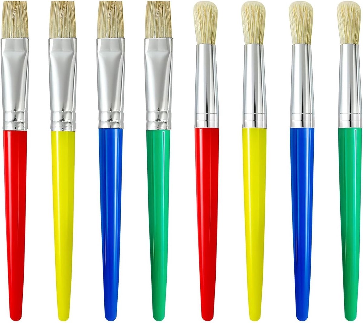 Kwastenset voor Dry Brush Technieken - 8 Stuks - Nylon Borstels - Voor Schilderen met Acryl, Aquarel en Krijt - Voor Hobbykunstenaars