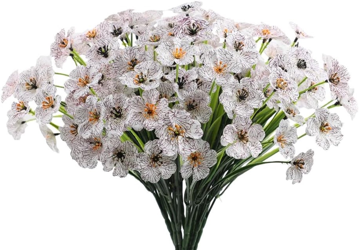 CLoxks 12 Bundles Artificial Flowers Outdoor, UV Resistant Fake Flowers No Fade Fake Plants Arrangement for Indoor - ShopVlot