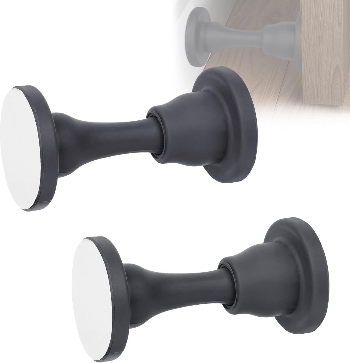 Adorila 2pcs Door Stopper Wall Mount - Silicone Reusable Door Holder, Grey - ShopVlot