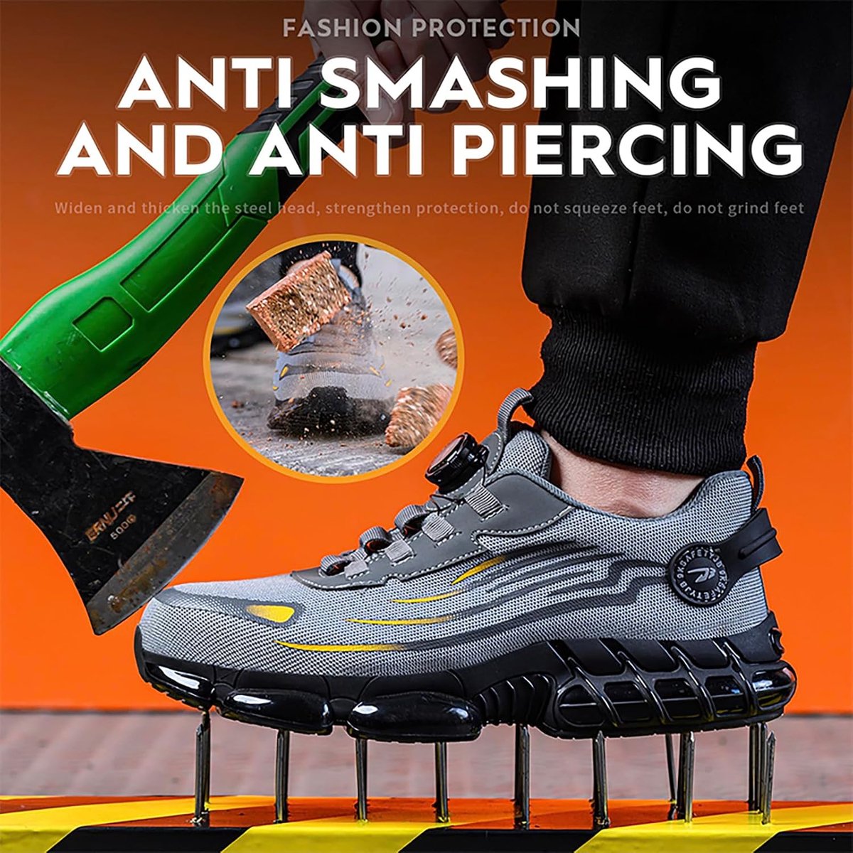 Men's and Women's Steel Toe Cap Safety Trainers Lightweight Cushioning Work Shoes Breathable Non-Slip Industrial - ShopVlot