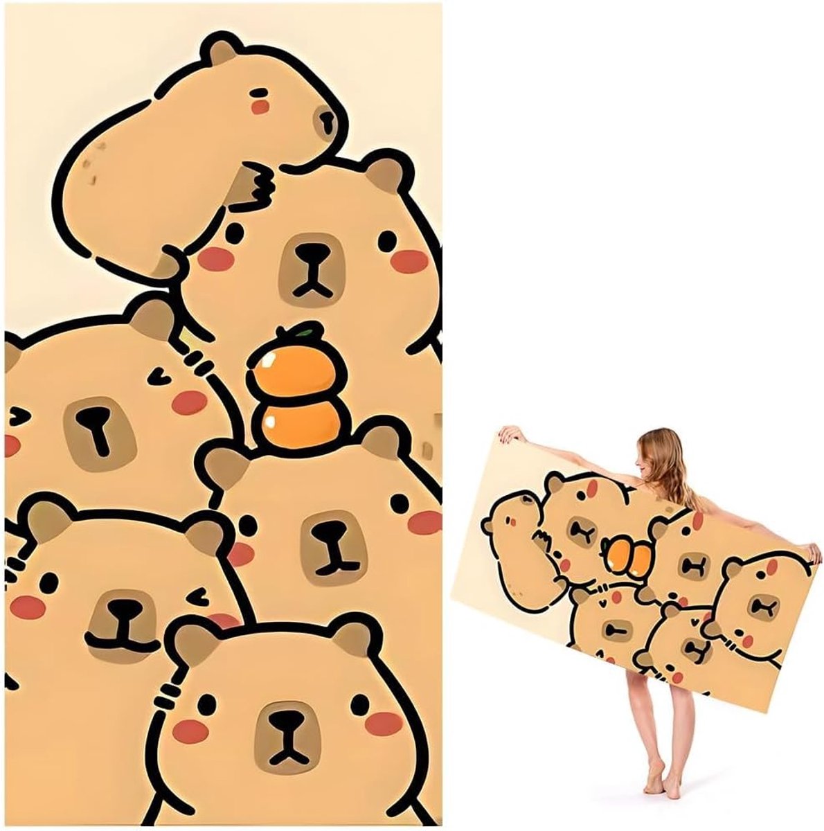 Capybara strandlaken Strandzwemhanddoeken Kinderbadhanddoek Microvezelhanddoeken Lichtgewicht Compact en sneldrogend - ShopVlot