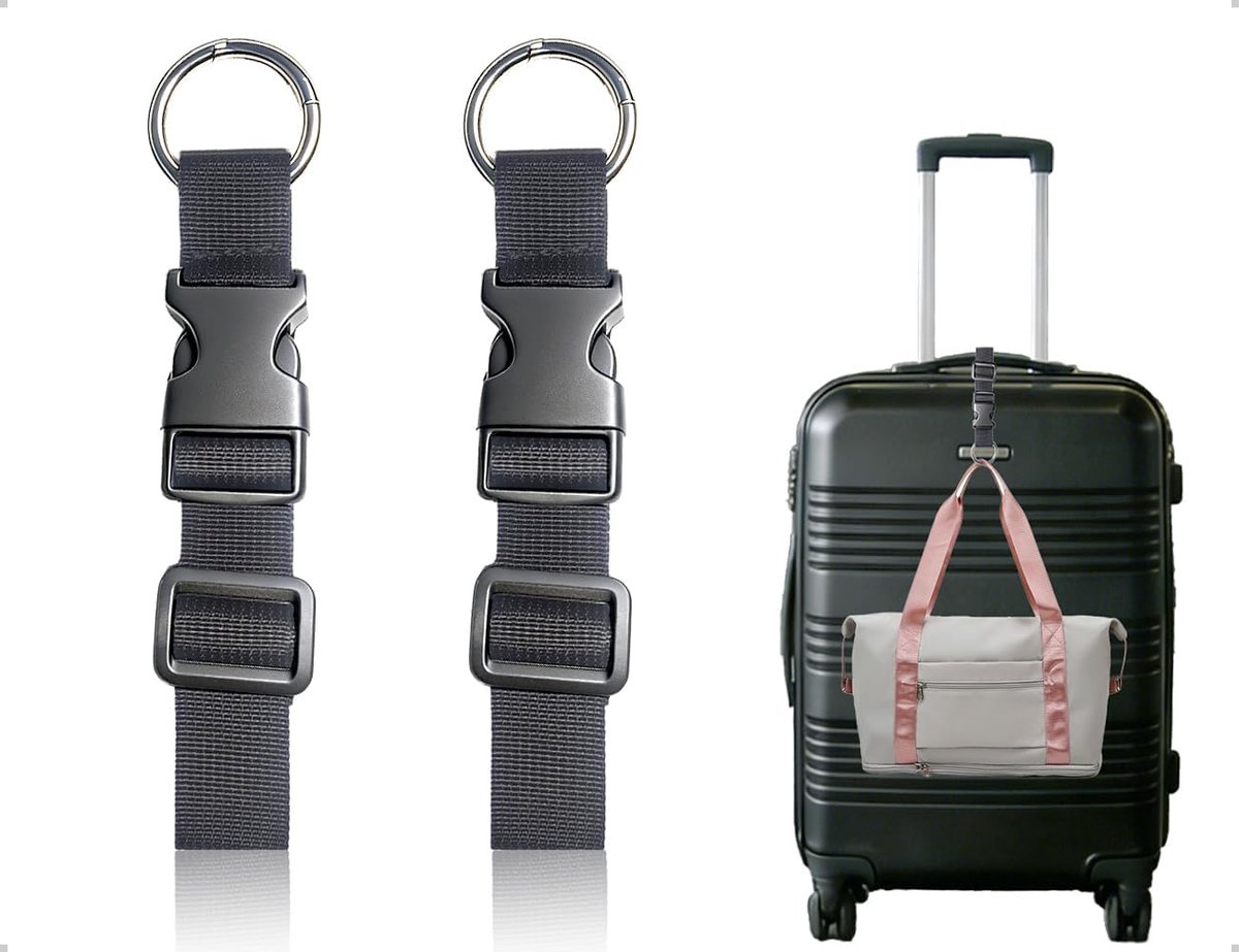 2 luggage straps with hooks and test buckle, adjustable holders for jackets, portable straps for hanging jackets and - ShopVlot