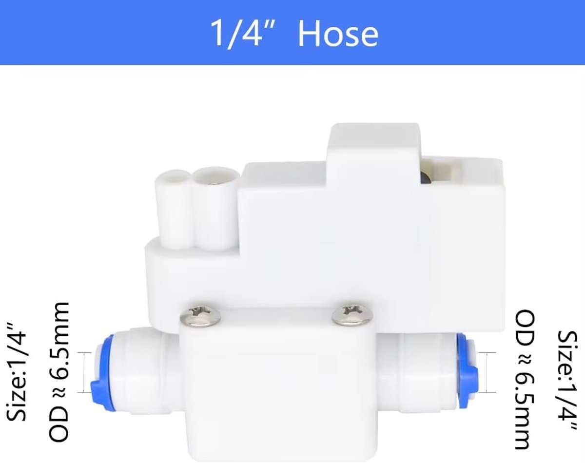 Drukschakelaar voor RO-waterfilter, 0,25 MPa, 1/4 inch DC24V, hogedrukregelaar met automatische uitschakeling, zilver - ShopVlot