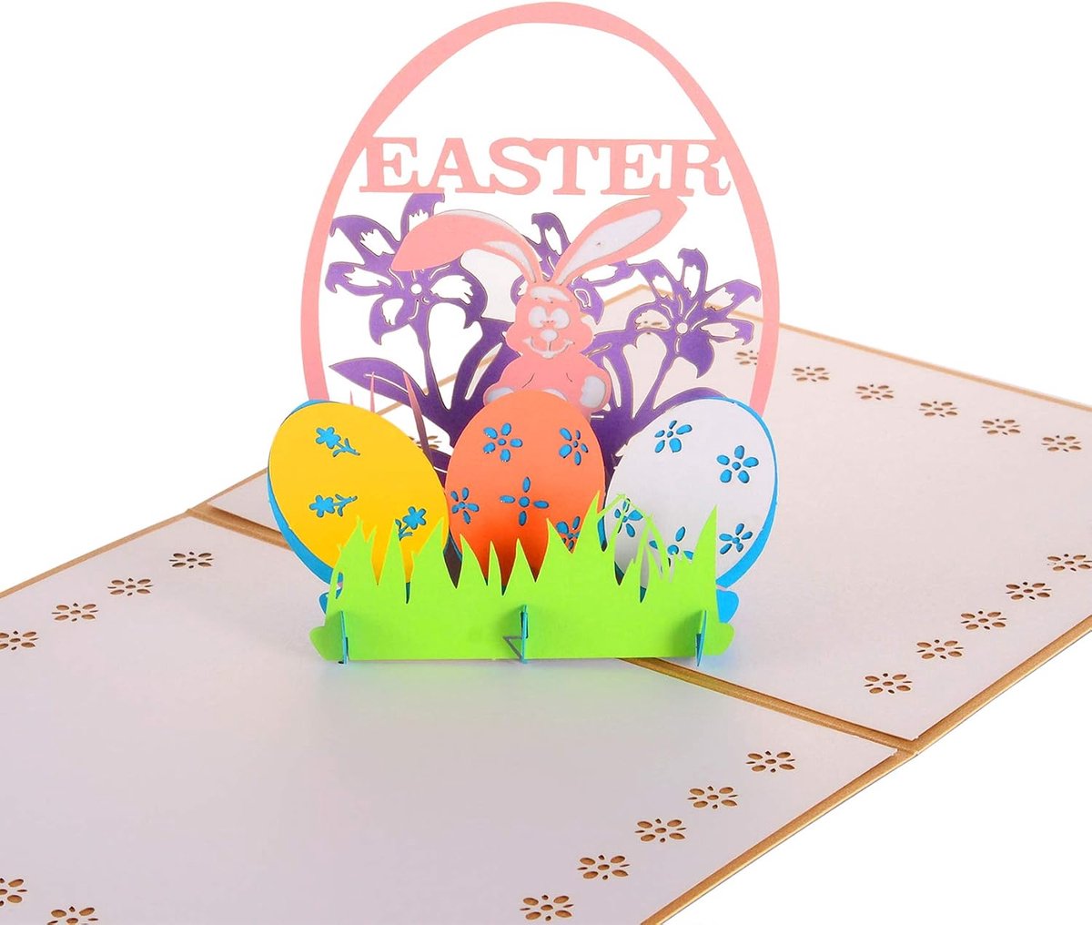Happy Easter Greeting Cards, Easter Eggs Bunny Flowers Card 3D Pop Up Easter Cards With Envelopes, Handmade Greeting - ShopVlot