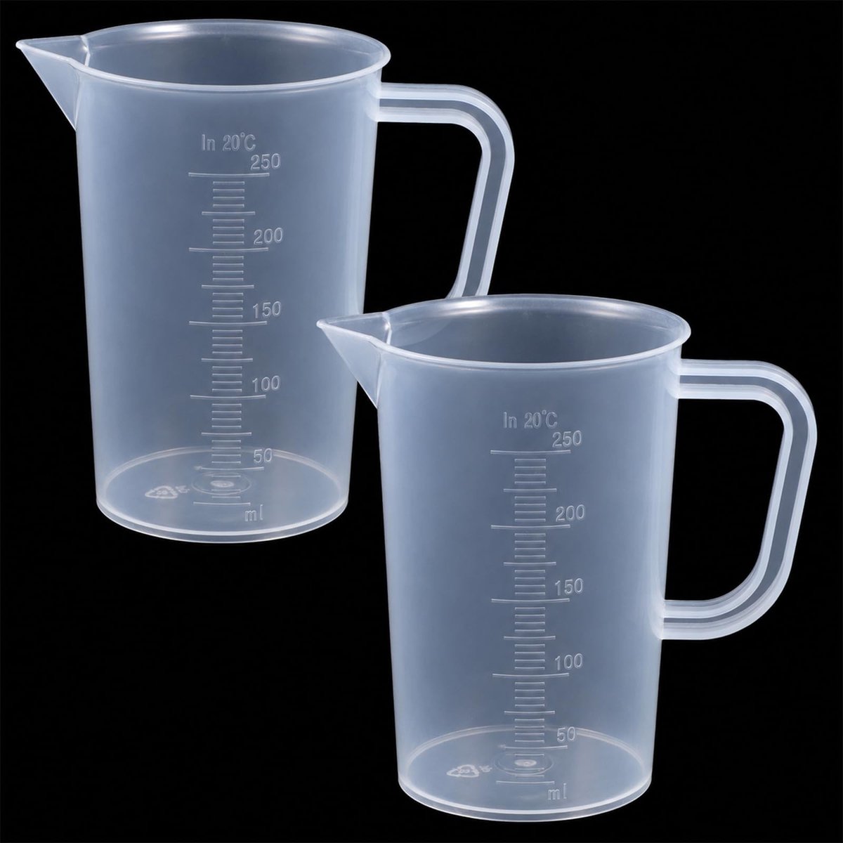 Solidchoice - Set van 2 Transparante Maatbekers 250 ml met Handvat