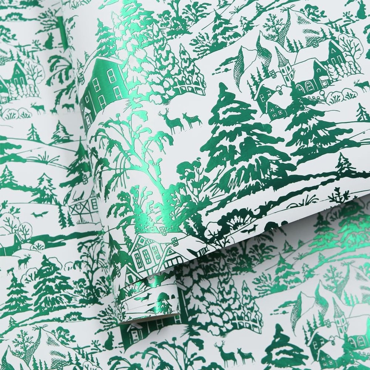 Solidchoice - Kerstcadeaupapier met Besneeuwde Boshut 43 x 300 cm