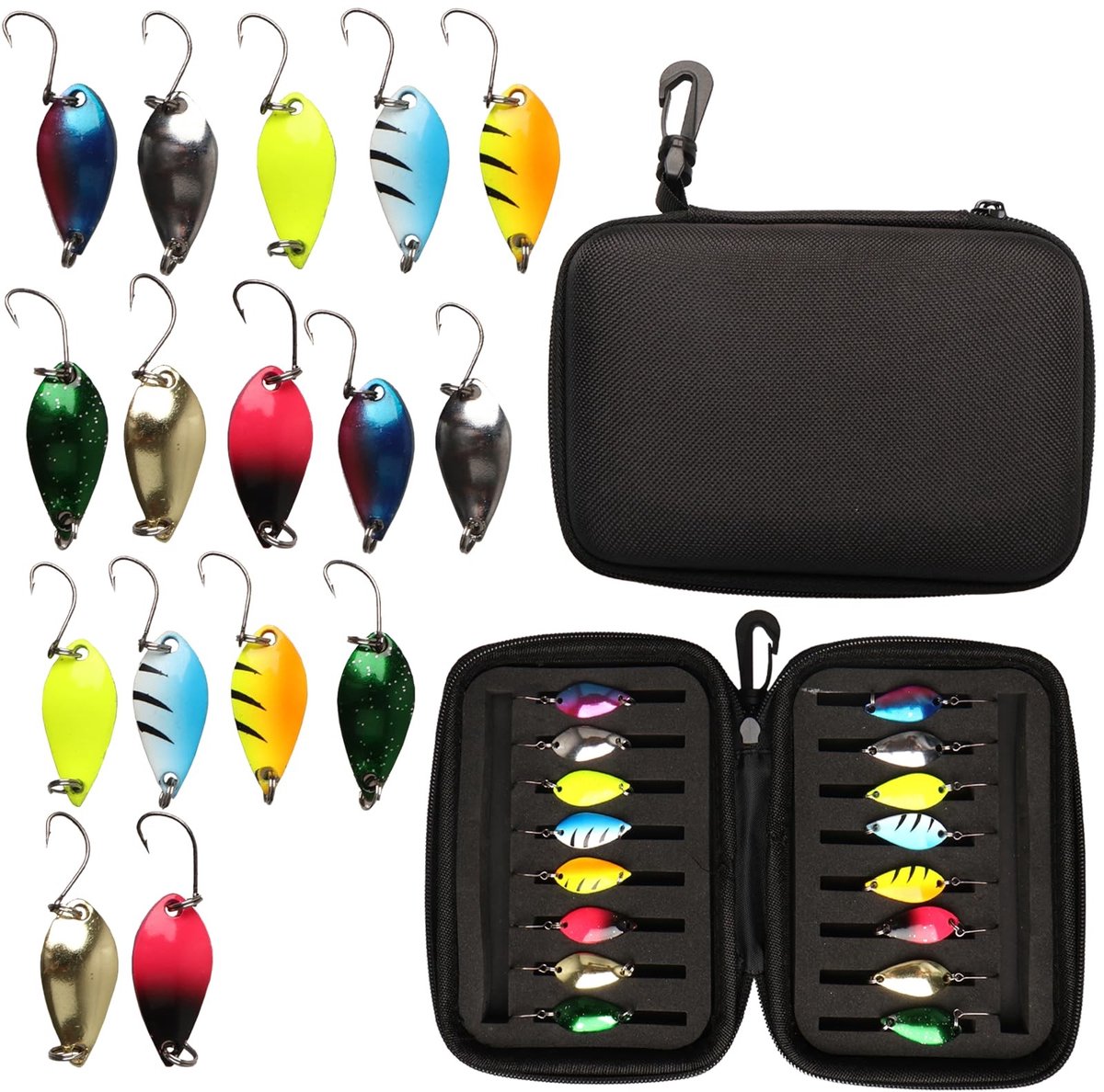 Solidchoice - Set van 16 Kunstmatige Forel Aaslepels met UV-Actieve Verlichting
