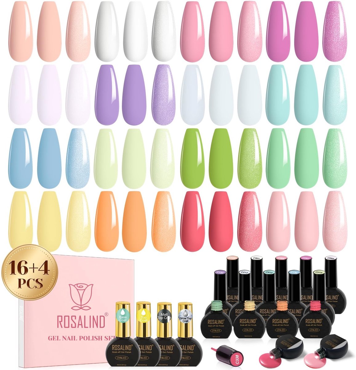 Solidchoice - Semi-Permanente Pastel Nagellak Set met 16 Kleuren