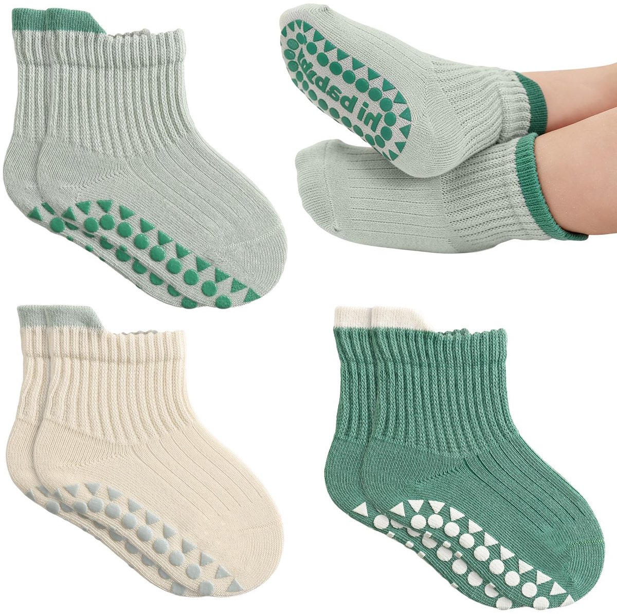 Solidchoice - Set van 3 Paar Baby Sokken Antislip voor 0-5 Jaar