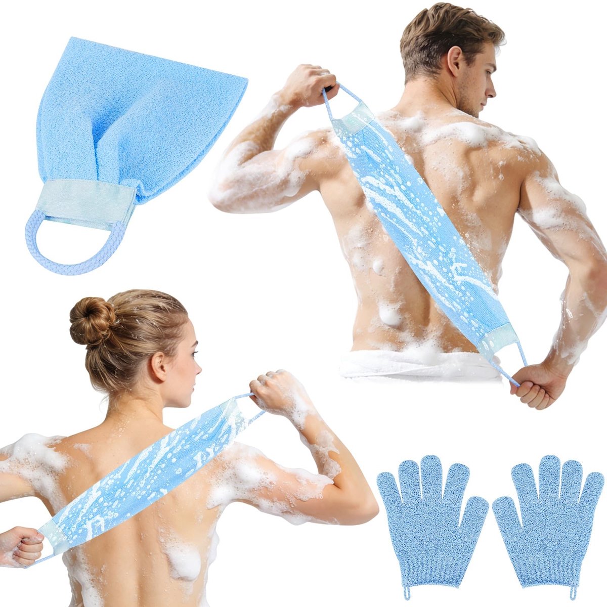 Solidchoice - 3-in-1 Exfoliërende Badhandschoen Set