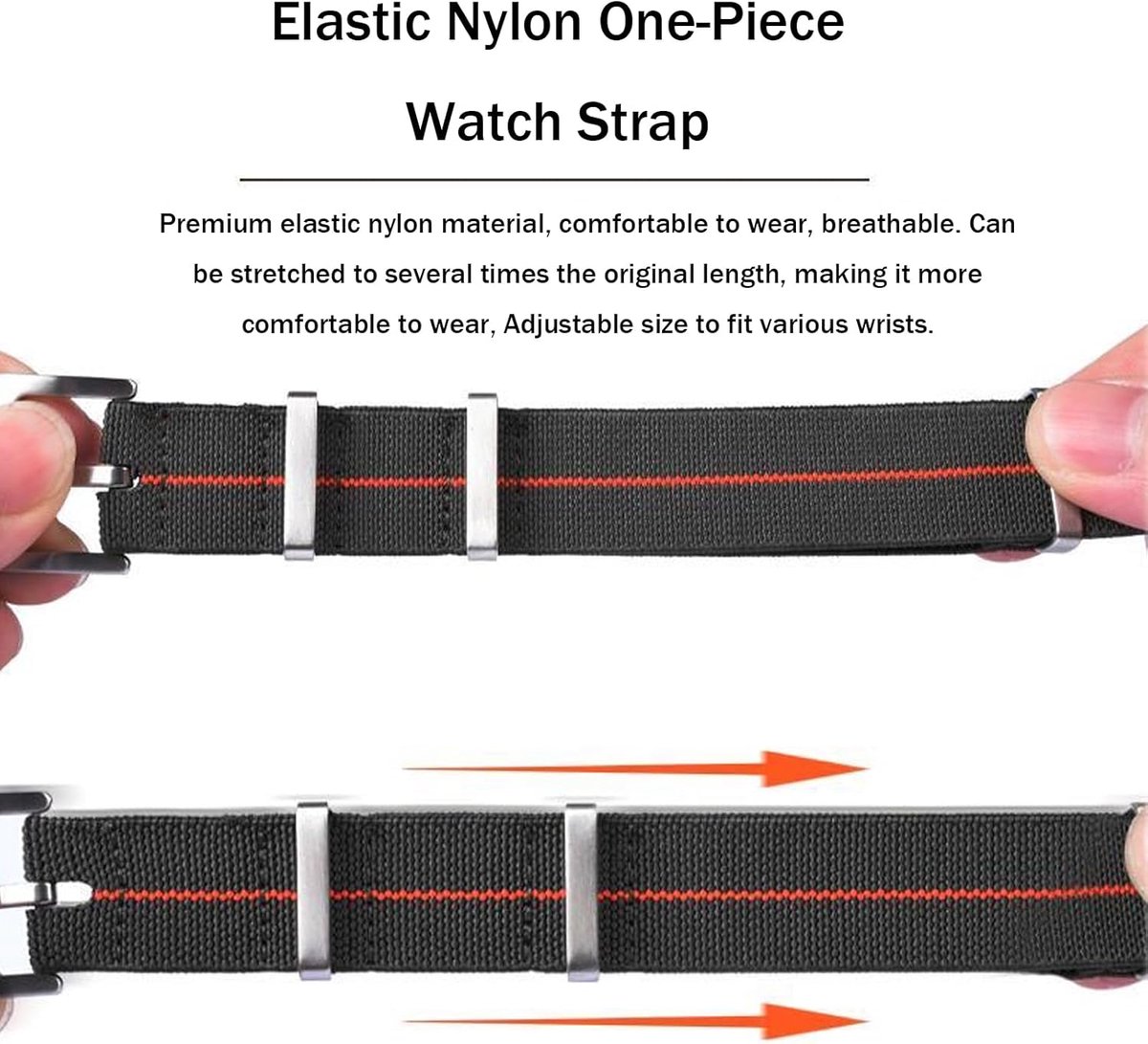 Horlogeband nylon elastisch - Nato stijl militair - gevlochten polyester - ideaal voor sportief gebruik - ShopVlot