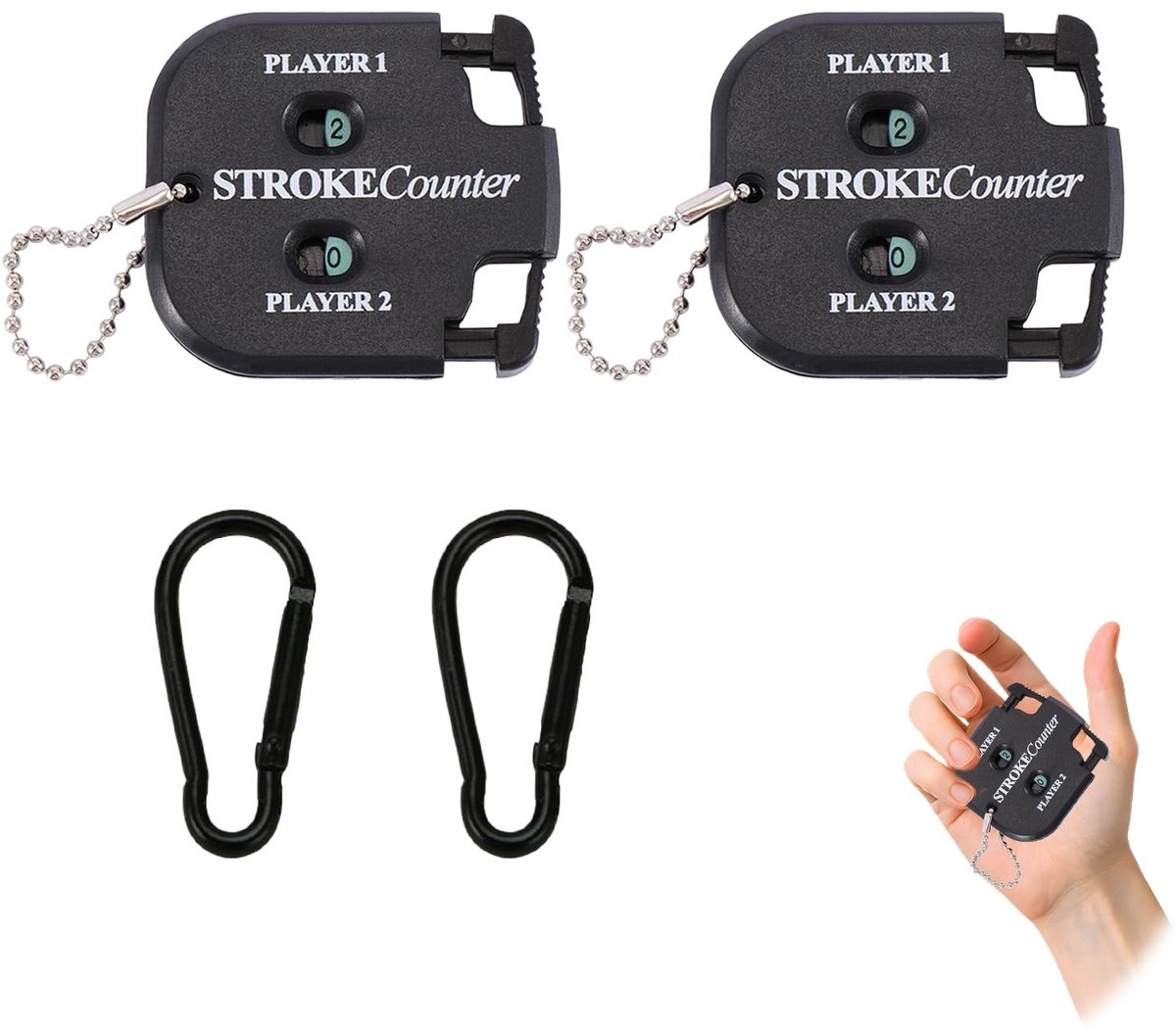 Solidchoice - Set van 2 Golf Score Counters met Carabiner Haken