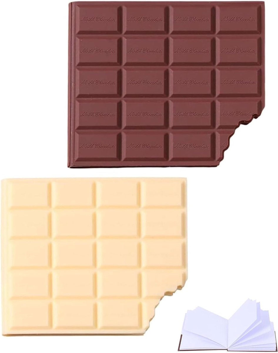 Kleerblok Schoko 10,5 × 9 cm - Donkerbruin/wit - Gepersonaliseerd notenblok - Perfect voor op kantoor - ShopVlot