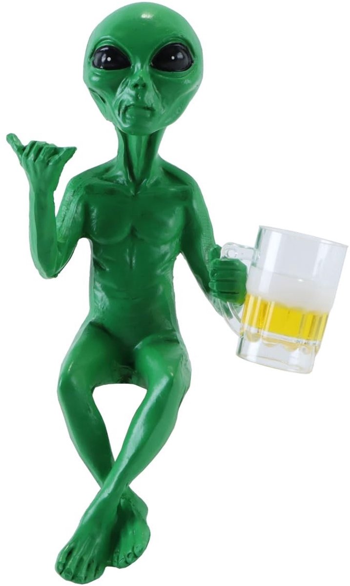 Solidchoice - Buitenaards Beeldhouwwerk van een Drinkende Alien voor Bureaudecoratie