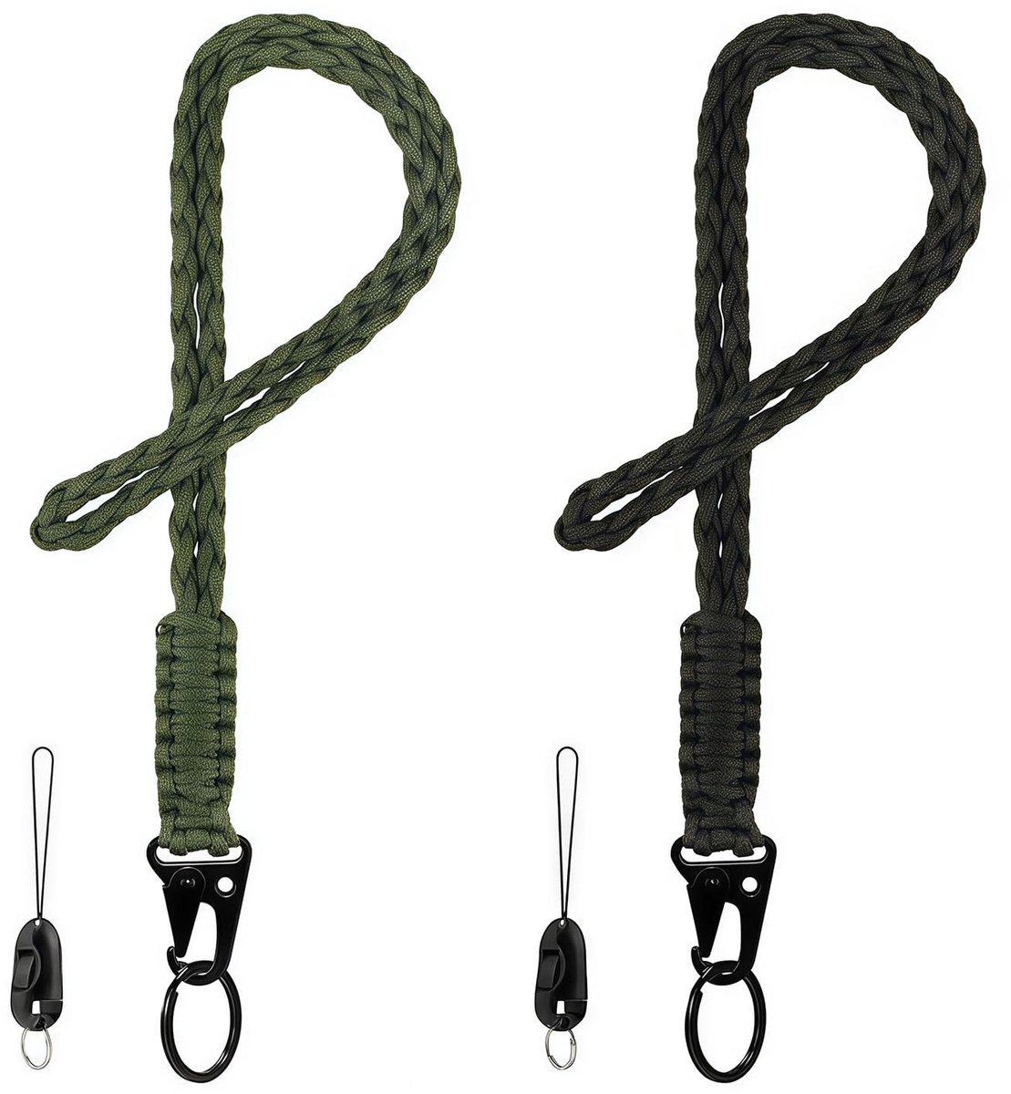 Solidchoice - 2 Stuks Paracord Lanyards met Karabijnhaak voor ID Kaarten