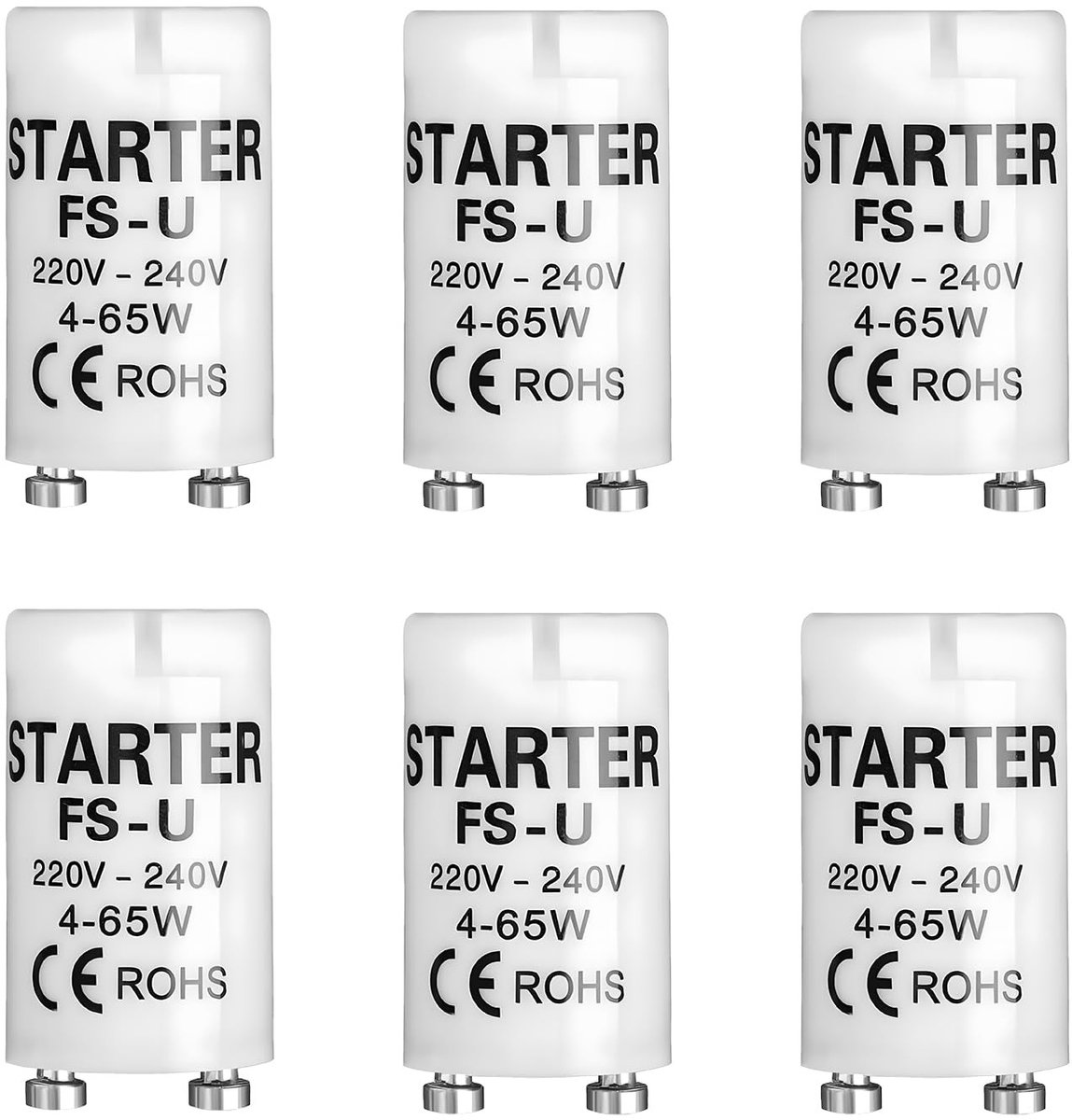 Solidchoice - Set van 6 Universele Fluorescent Starters voor 4-65W