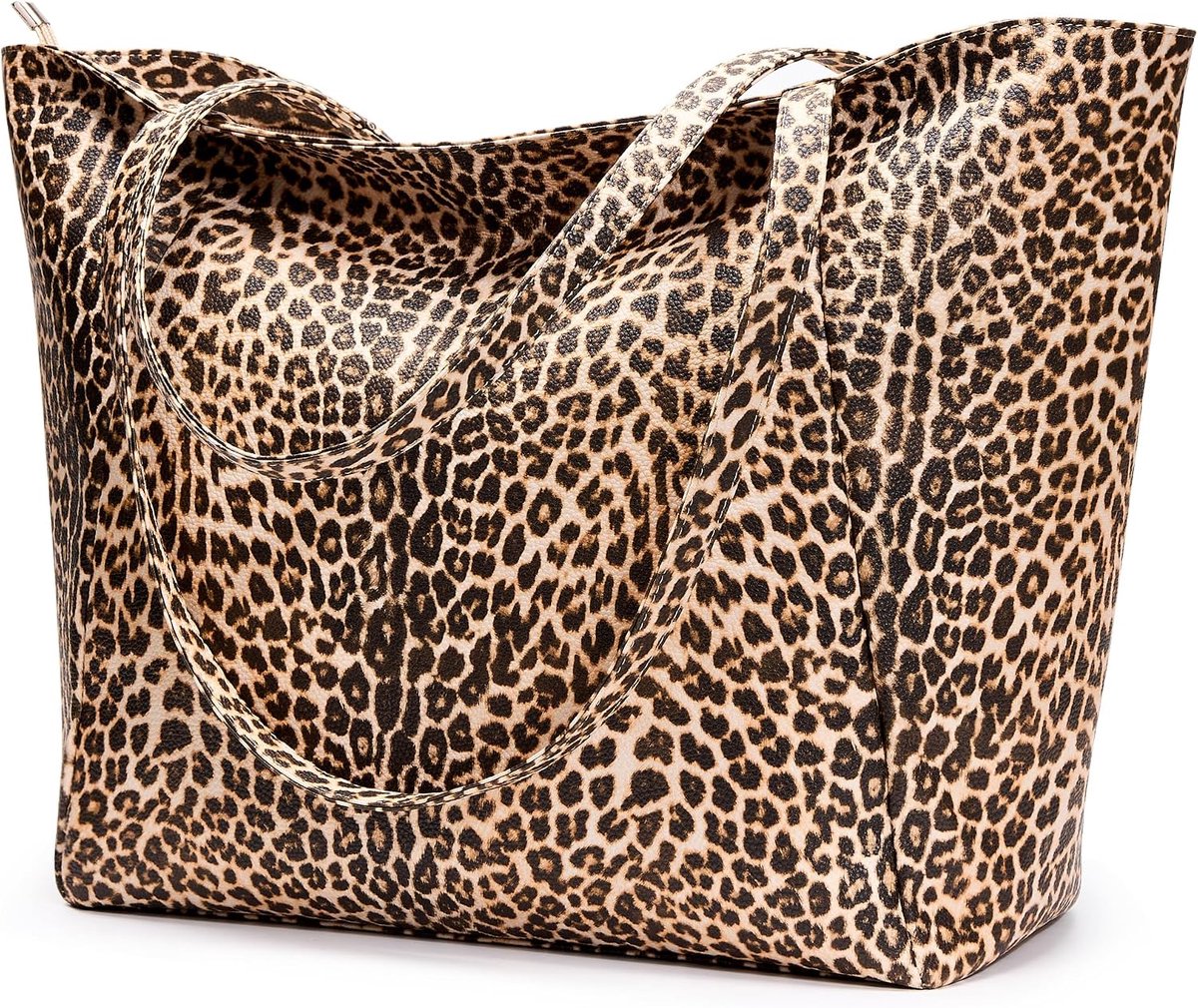 Tote Bag Large - Vegan Leer - Leopard Print - Perfect voor dagelijks gebruik - ShopVlot