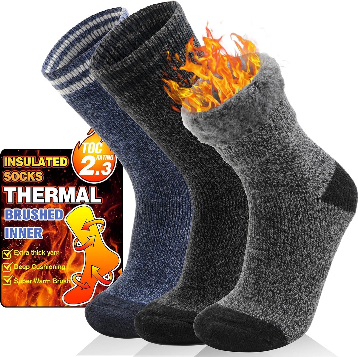 Thermoleggers voor winter - 3 paar - zwart/grijs/blauw - geïsoleerd - perfect voor koude dagen - ShopVlot