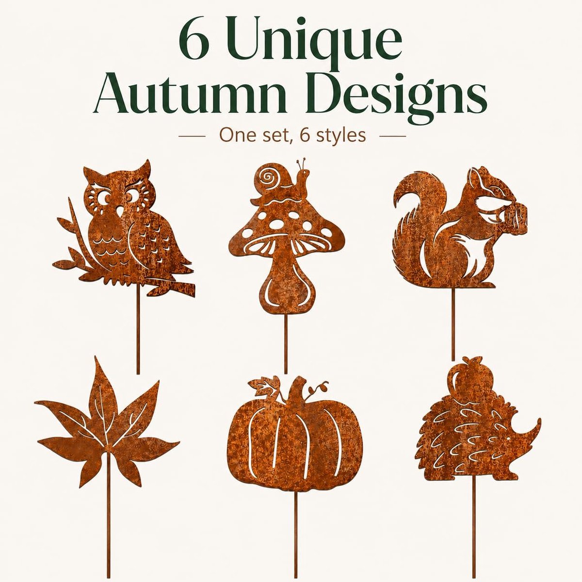Tuinstekerset 6-delig - Rodeffect - Herfstmotieven - Eenvoudige montage - ShopVlot