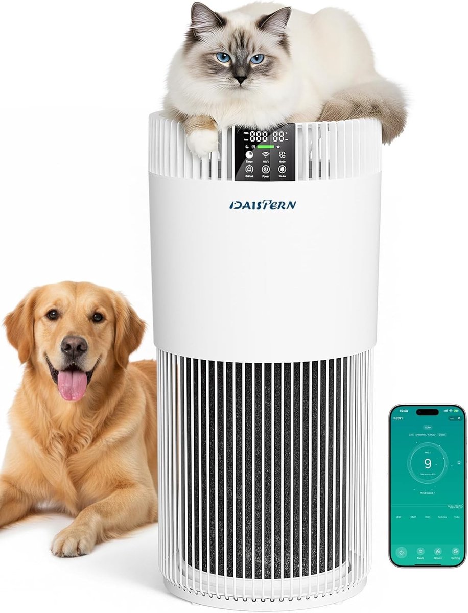 Luchtreiniger voor Huisdieren - Wit - Voor Ruimtes tot 78 m² - HEPA H13-filter met CADR 345 m³/h - Ideaal voor Allergieën en Geuren