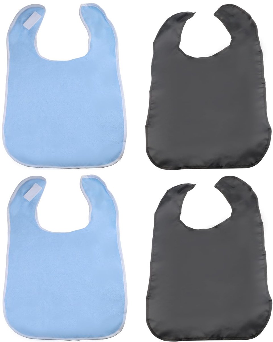 Solidchoice - Set van 4 Herbruikbare Eetbibbers voor Volwassenen, Wasbaar en Comfortabel