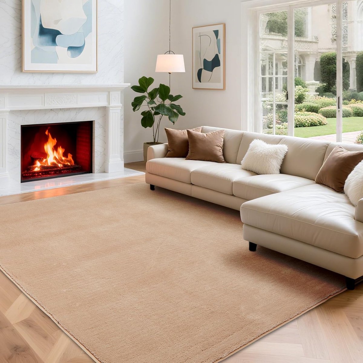 Vloerkleed kortpolig 120 x 170 cm - modern zacht polyester - wasbaar en antislip - perfect voor woonkamer - ShopVlot