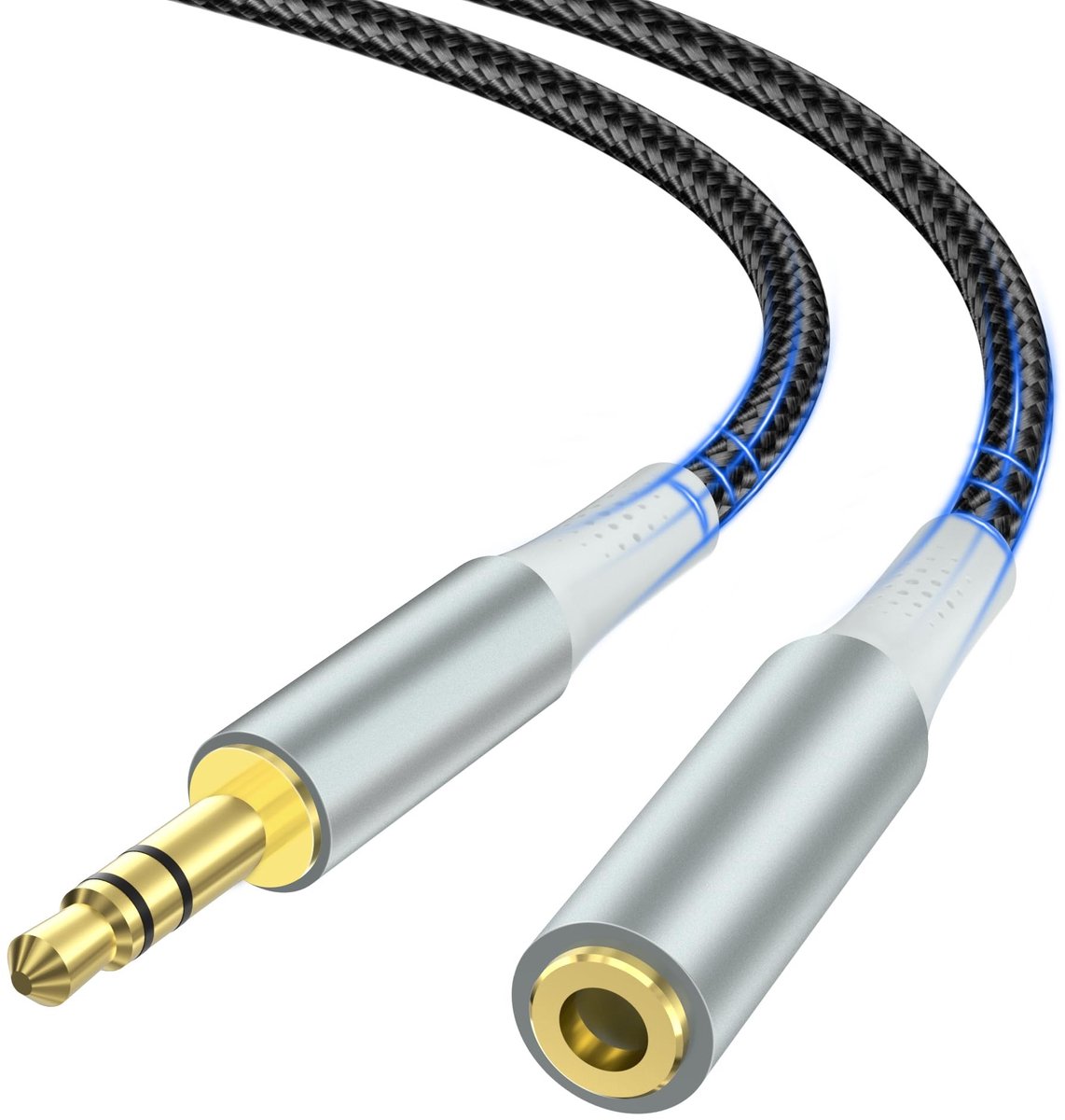Solidchoice - 1m Nylon Gevlochten 3.5mm Audio Verlengkabel voor AUX Ingang