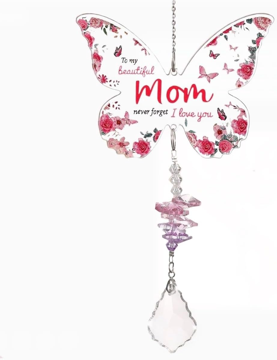 Suncatcher ornament - vlinder acryl kristal - betekenisvol cadeau - herdenking voor mama - ShopVlot