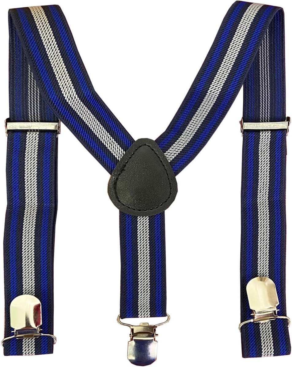 Suspenders voor kinderen 2 cm smal - blauwe strepen - verstelbaar - perfect voor feestjes - ShopVlot