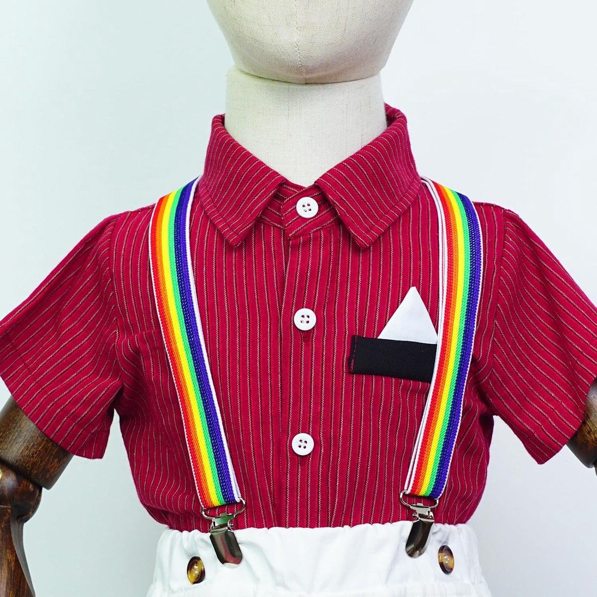 suspenders voor kinderen - 2 cm smal - verstelbaar - vrolijke regenboogstrepen - ShopVlot
