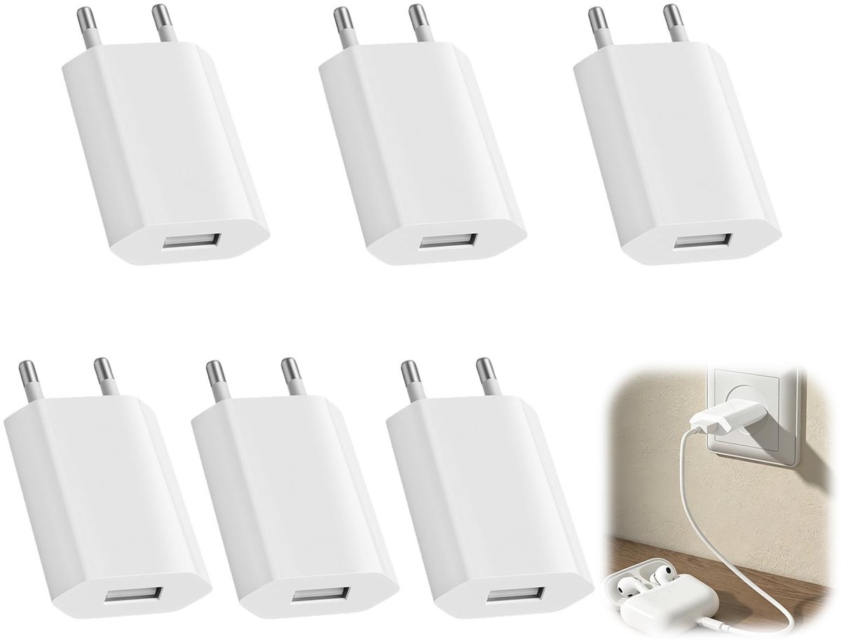 Solidchoice - Set van 6 Mini USB Wandladers voor Smartphone en Accessoires