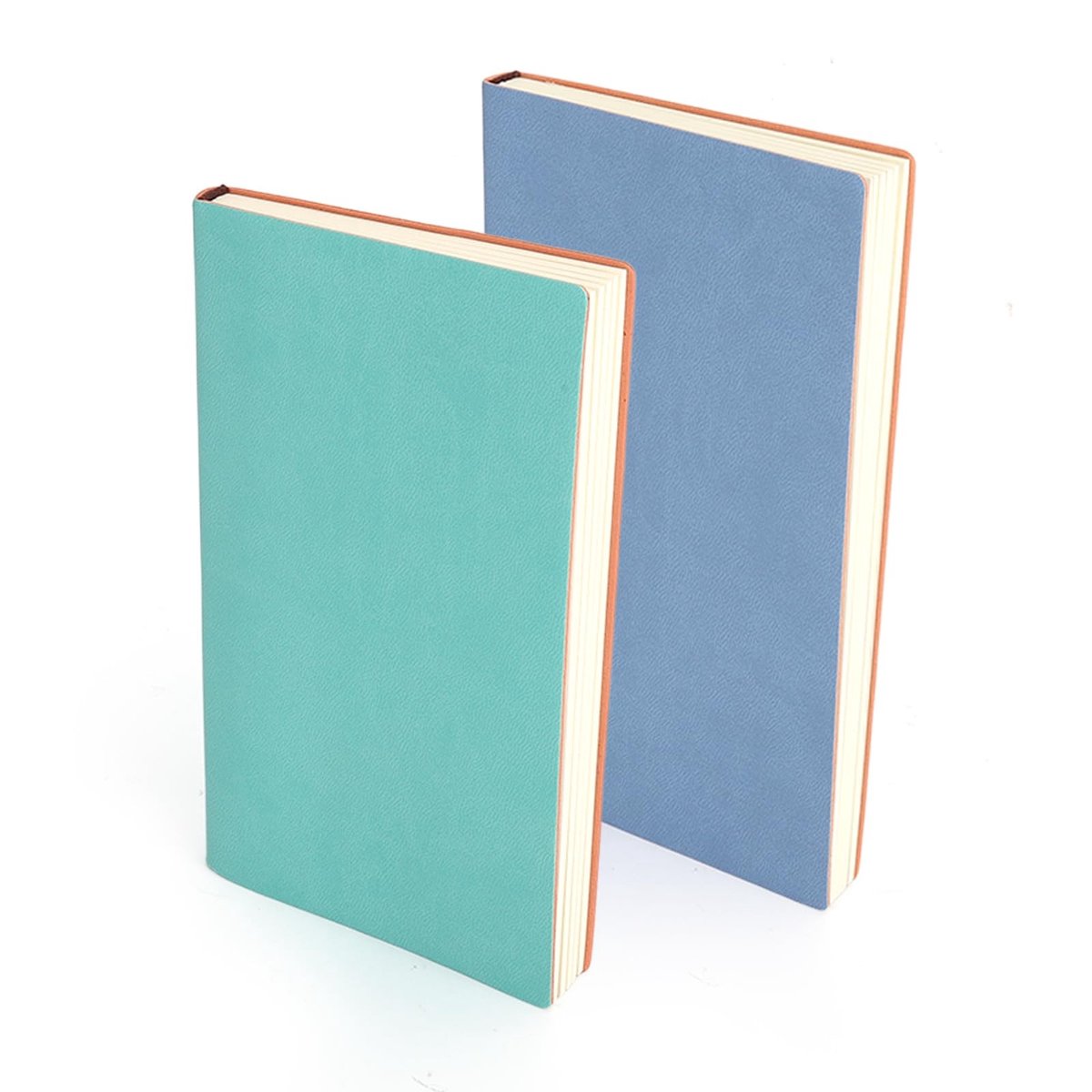 Solidchoice - Set van 2 Pocket Notitieboeken met Zachte Kaft in Blauw en Groen