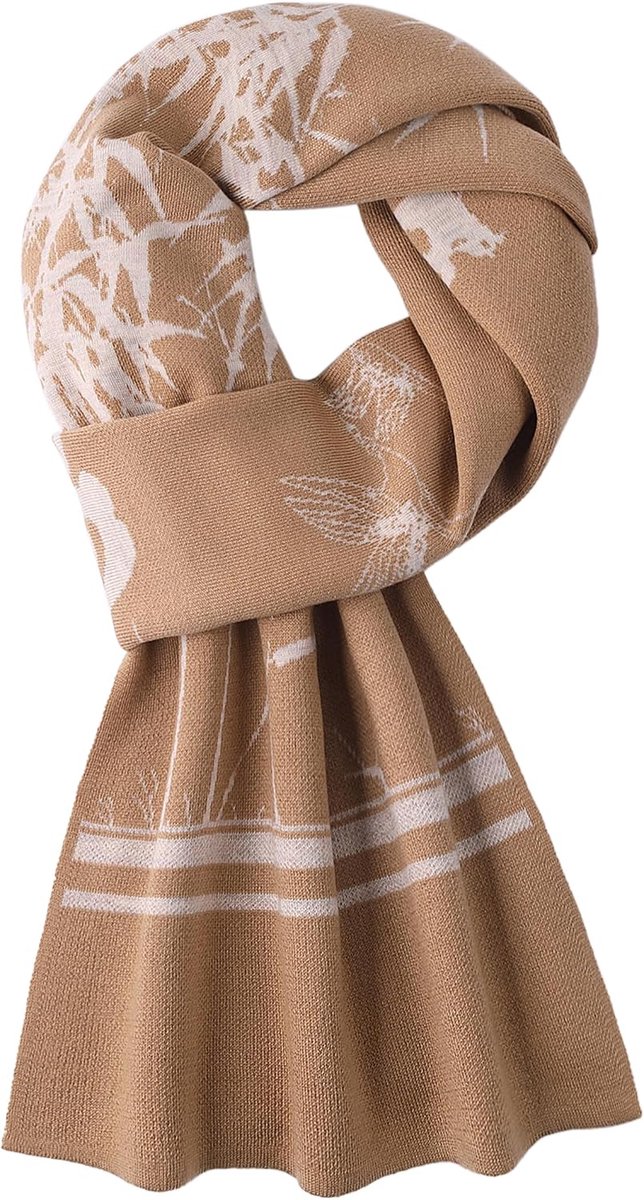 Dames sjaal 180x30cm - 6% wol - bamboepatroon - stijlvol en warm - ShopVlot