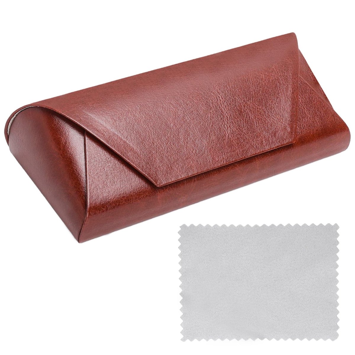Solidchoice - Hardcase Bril met PU Leer en Schoonmaakdoekje, Bruin