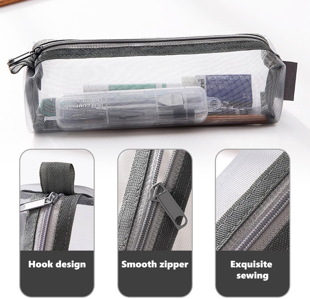 Solidchoice - Nylon Make-up Tas met Rits voor School en Reizen