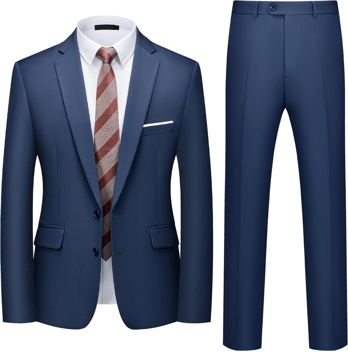 Heren Slim Fit 2-delig Pak - 2 Knopen - Maat naar keuze - Voor kantoor en bruiloften - ShopVlot